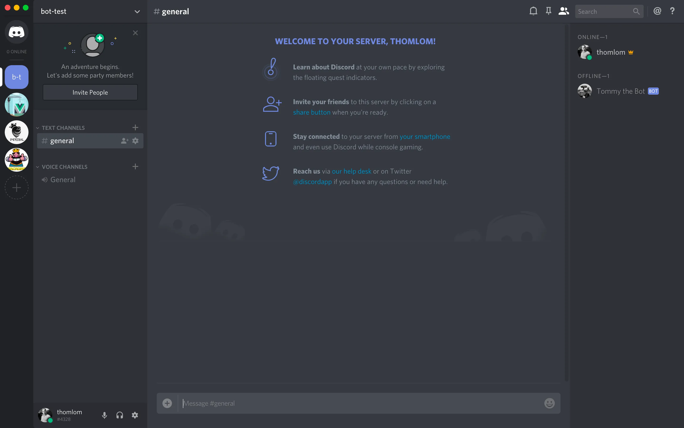 Add a bot to a server - step 3