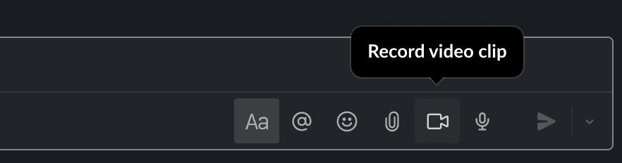 Screenshot of Slack's built-in tool to send videos